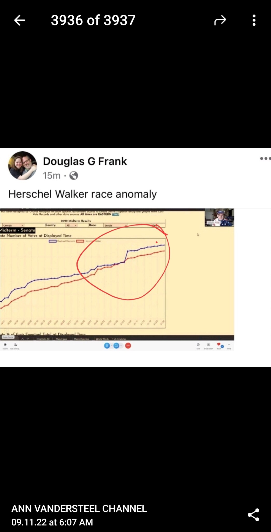 Here's that huge spike in votes for Warnock I was discussing earlier.

I'd like to know where this c...