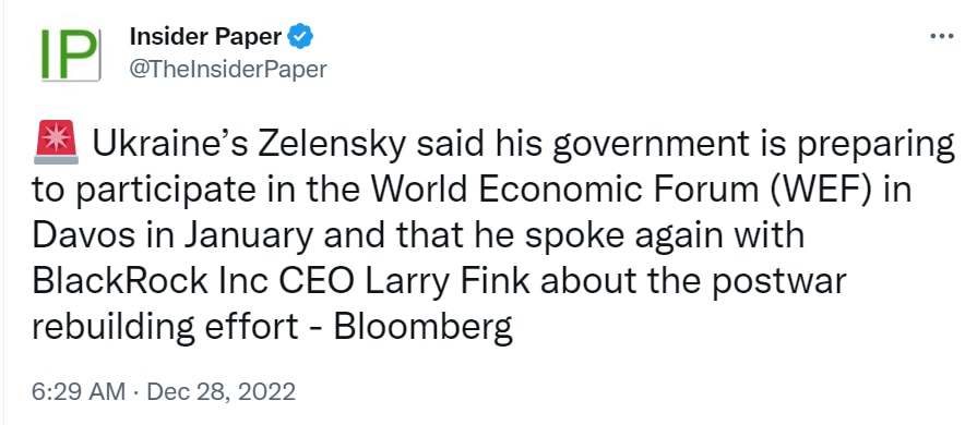 Zelensky, BlackRock, Larry Fink, Klaus Schwab...it's a regular globalist Legion of Doom...