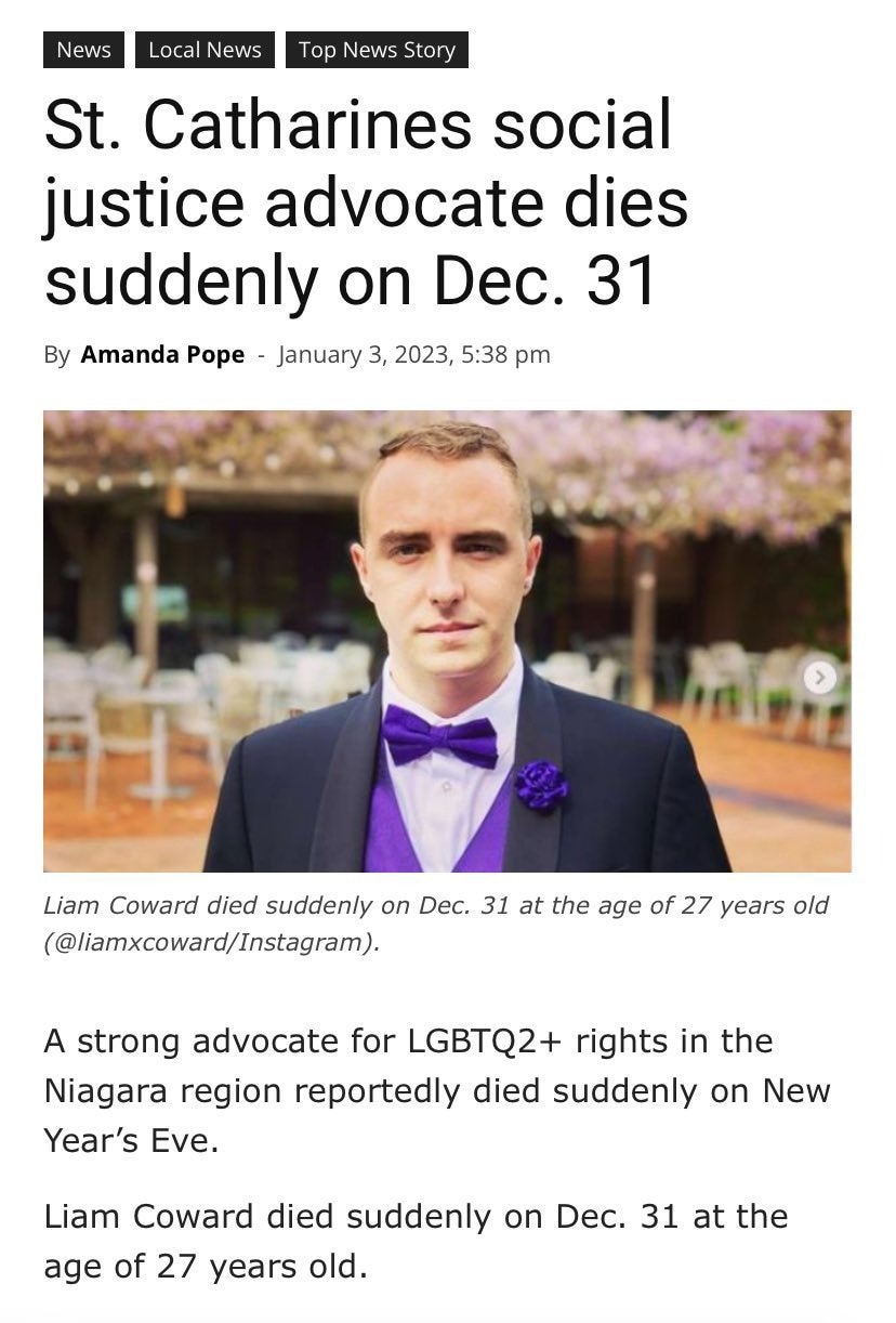 💥 28 year old Ontario socialist (Ontario NDP staffer) died for Pfizer and Moderna 💥

"So tired of ...