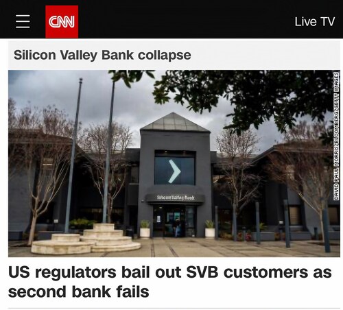 CNN headline sums it up

US Government Bails out SVB depositors

https://www.cnn.com/2023/03/12/inve...