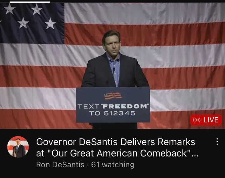 😅Desantis has 61 viewers on YouTube right now