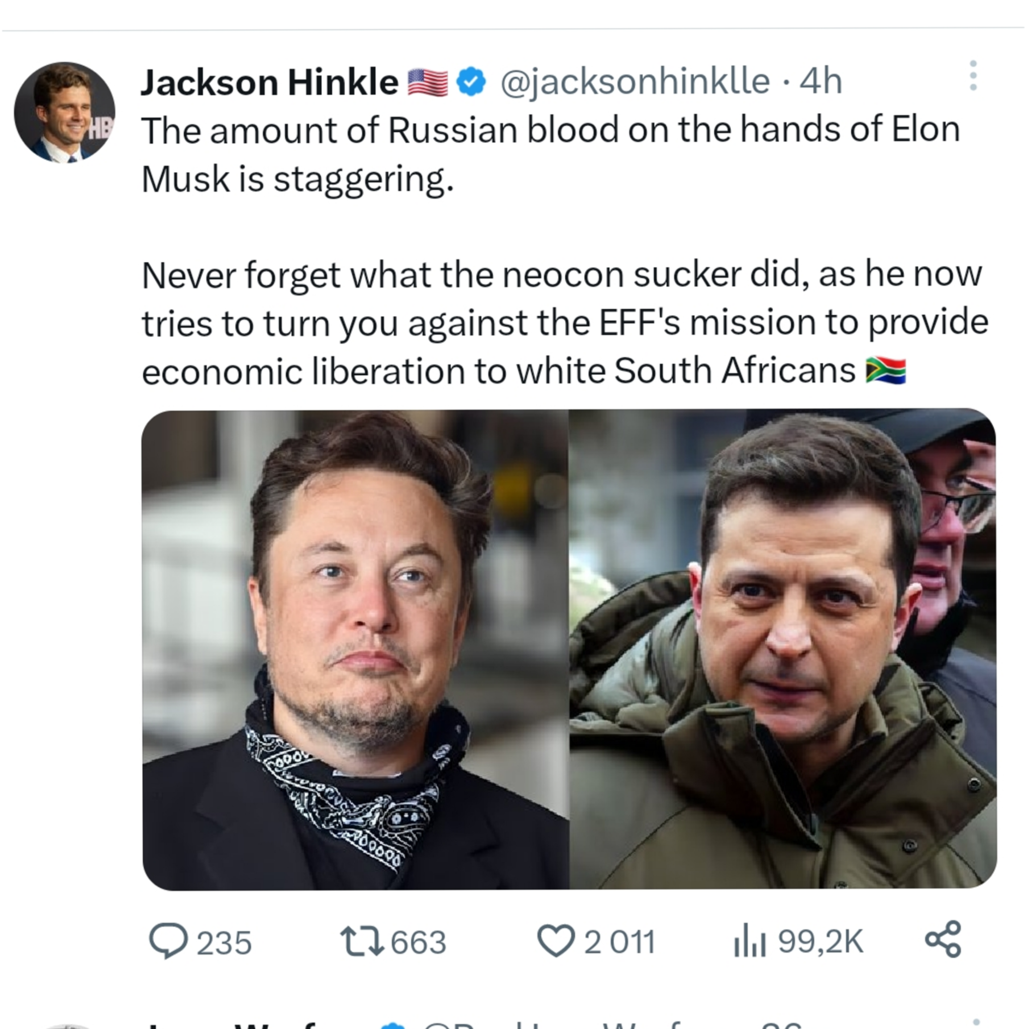 The EFF's mission is to MURDER ALL WHITES IN SA! While @jacksonhinkle uses his followers to promote the slaughter of an entire race!!! 

#MassMurdererJacksonHinkle