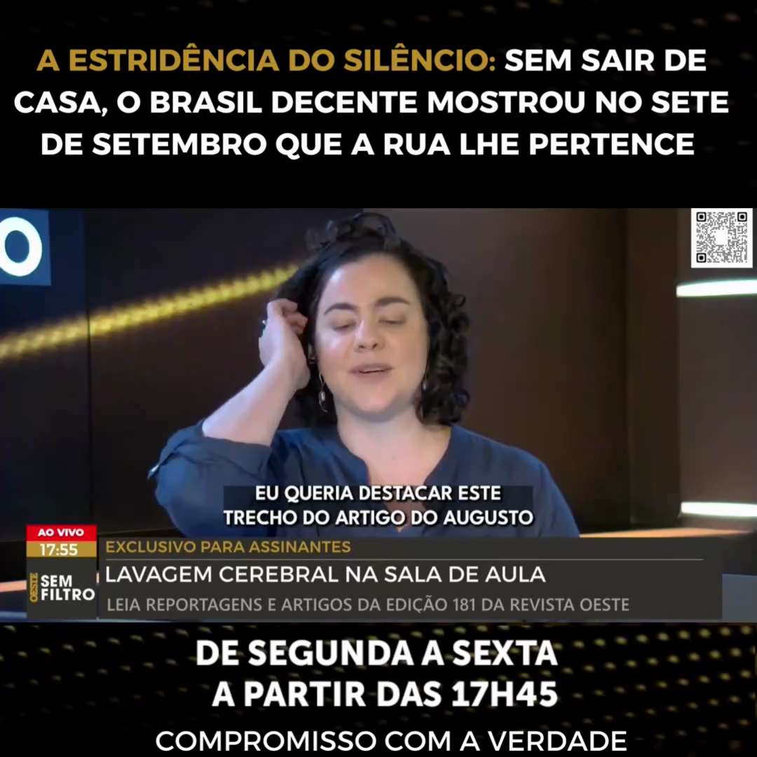 'Cretinice é desdenhar do povo, ensinaram no Sete de Setembro as ruas desertas, o desaparecimento dos brasileiros agredidos pela ignorância arrogante e, sobretudo, o estridente silêncio nacional', Augusto Nunes.

Confira: https://revistaoeste.com/revista/edicao-181/a-estridencia-do-silencio/