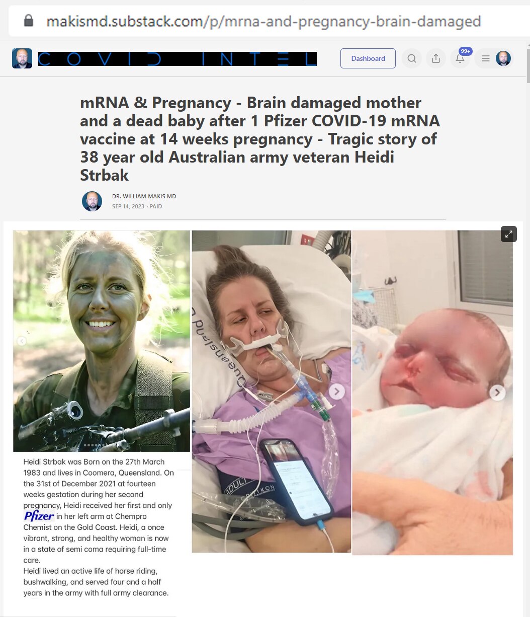 NEW ARTICLE: mRNA & Pregnancy - Brain damaged mother & a dead baby after 1 Pfizer COVID-19 mRNA vacc...