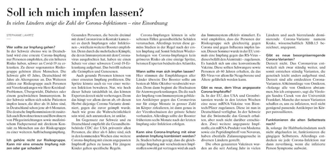 Man höre und staune, die Neue (?!) Zürcher Zeitung @nzz hat endlich das Bayes Theorem verstanden und...