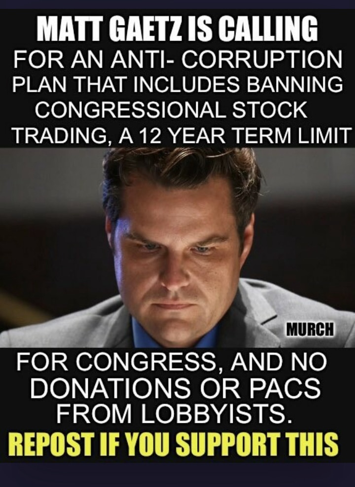 Matt Gaetz Is Calling For An Anti Corruption Plan…