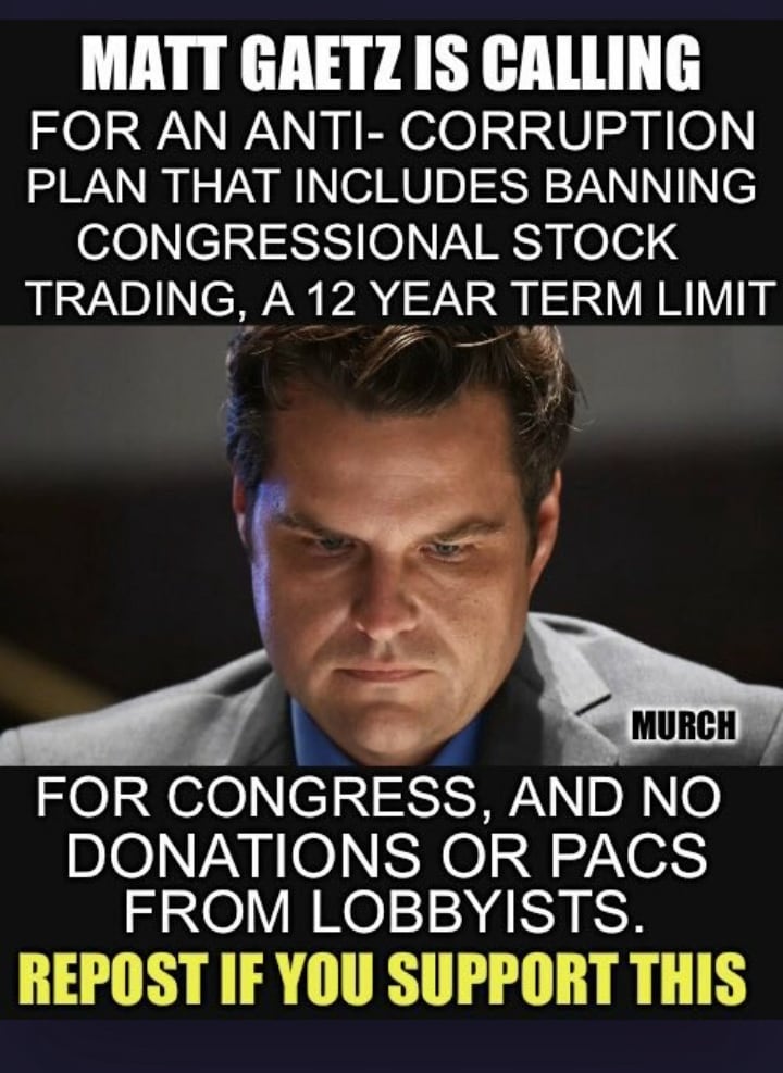 Matt Gaetz Is Calling For An Anti Corruption Plan…