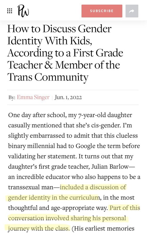 “How to discuss gender identity with kids according to a first grade teacher.”

Lay the groundwork- ...