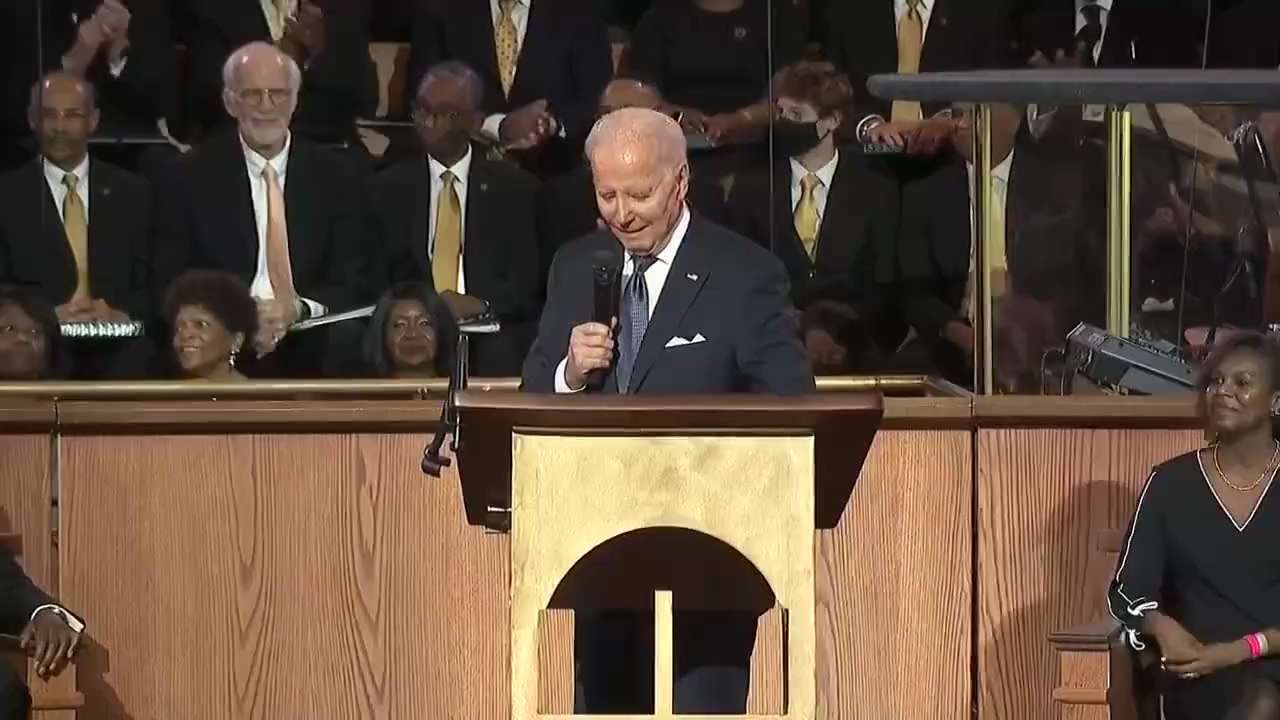 BIDEN AT EBENEZER BAPTIST CHURCH: “I may be a practicing Catholic, but I used to go to 7:30 mass every morning in high school and then in college, before I went to the black church — Not a joke!”