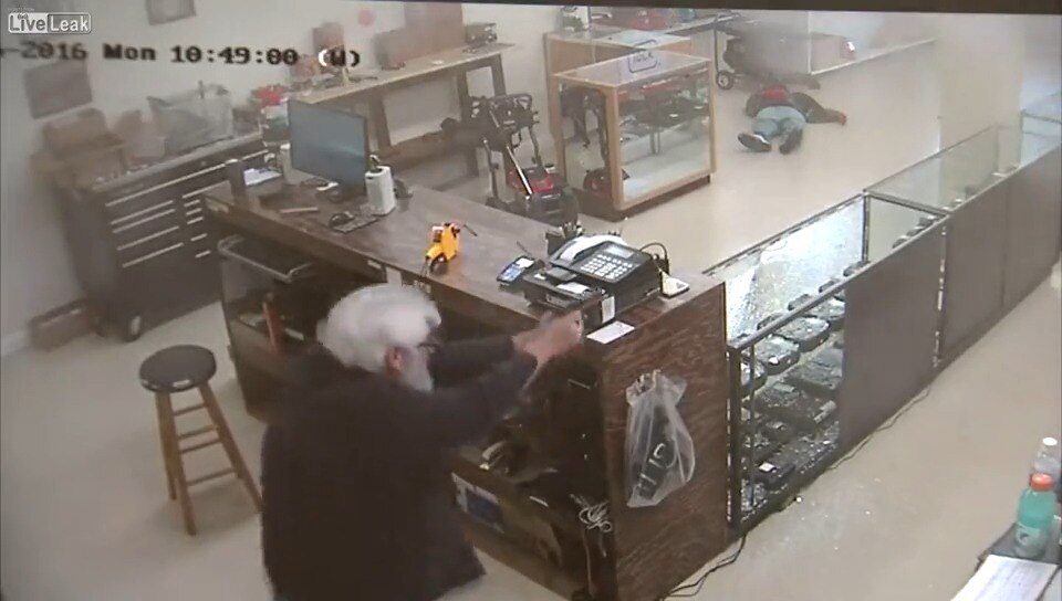 Armed robbers tries to rob a gun store.. fails miserably and fast!