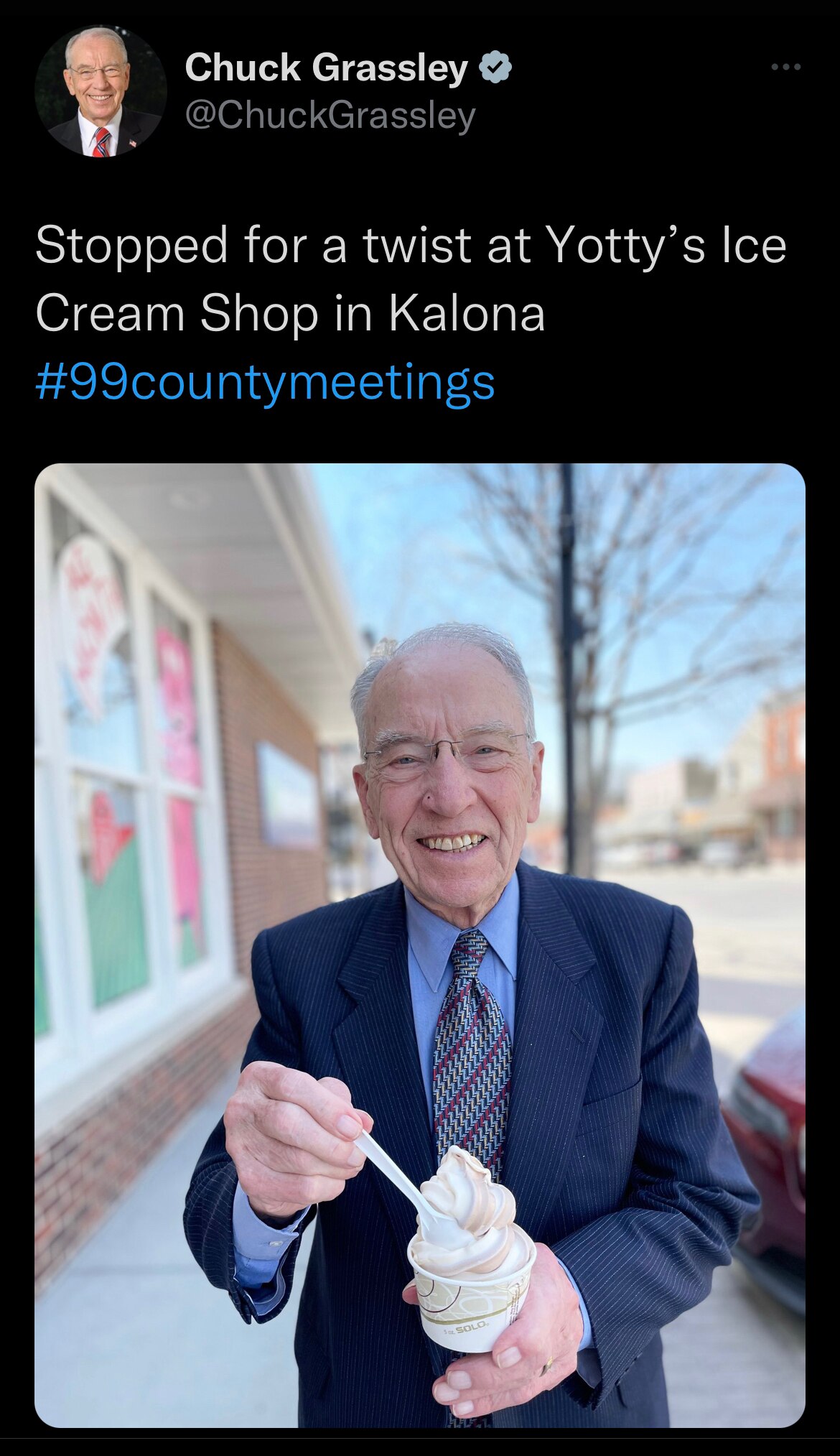 Stopped for a twist at Yotty’s Ice Cream Shop in Kalona 