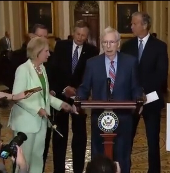Did anyone else see the woman in the yellow-green suit walk up to Mitch and shut down all of his higher brain functions by tapping his arm? 