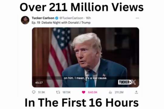 Trump with Tucker interview has over 40x the ratings of the failed GOP debates on all the corrupt ne...