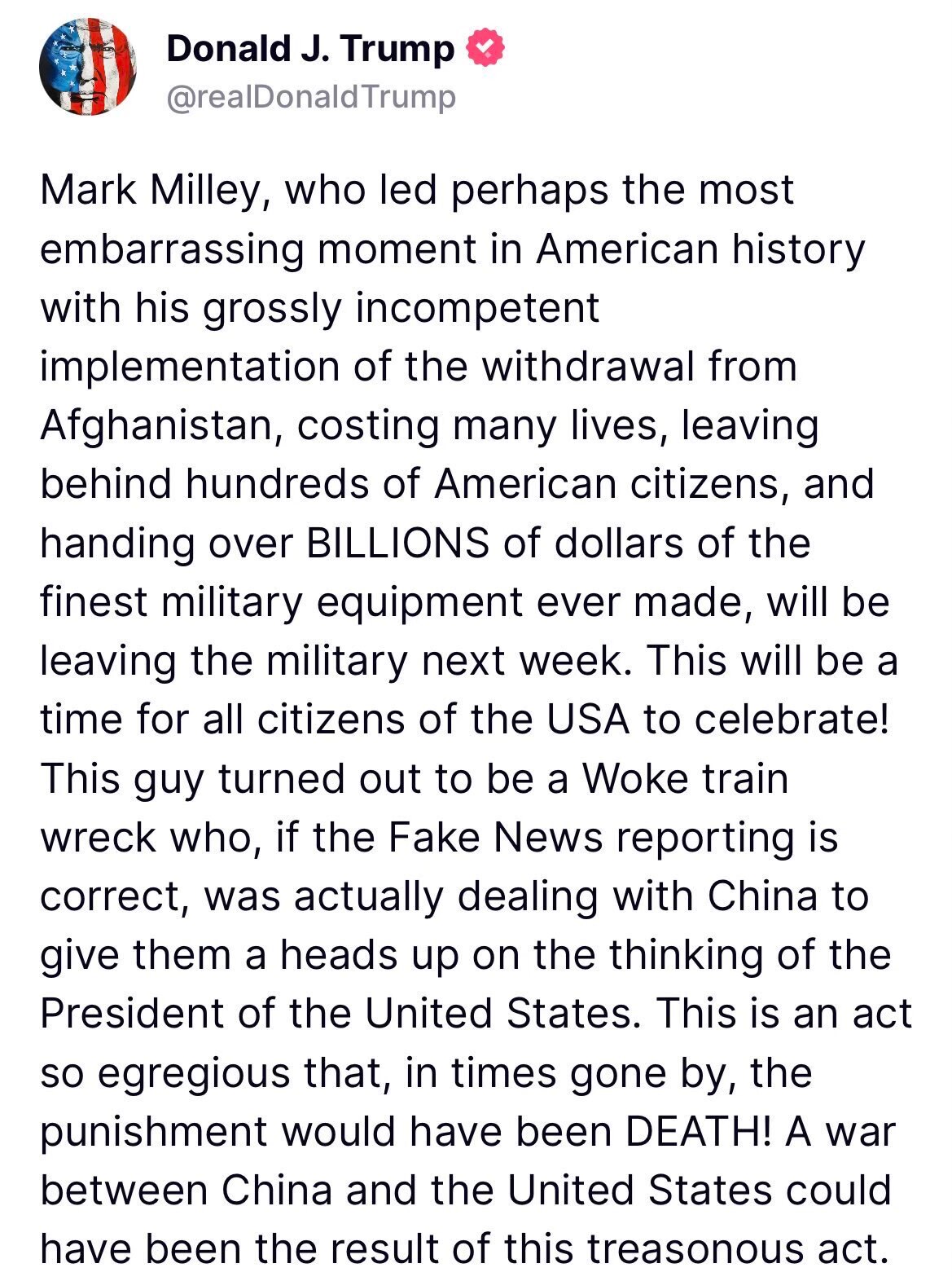 Steve Bannon on GETTR : Milley Will be Tried Before a Military Tribunal 