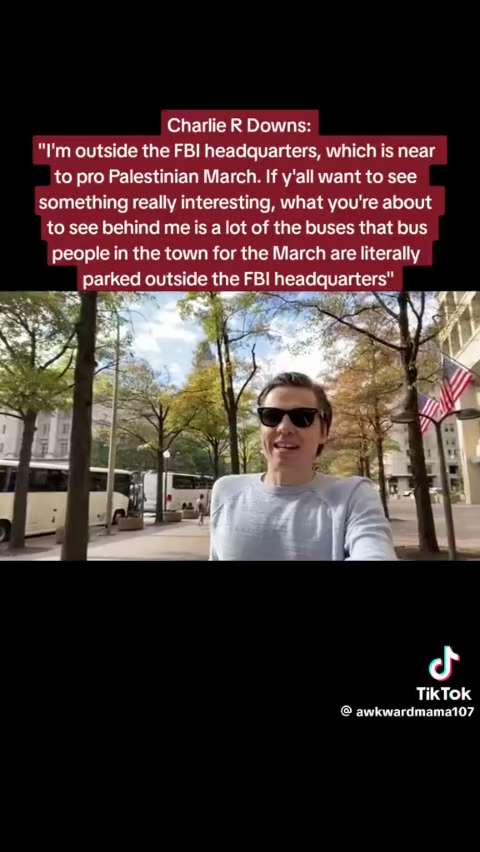 Well isn’t this interesting white buses filled 
with pro Palestine protesters allowed to park outsid...