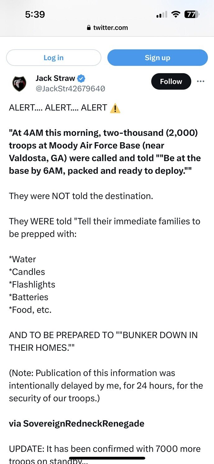 This was just posted on "Truth".  I "CAN NOT" confirm but putting it out there for your discernment....