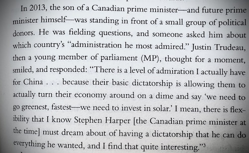 Trudeau praised the CCP's system of government