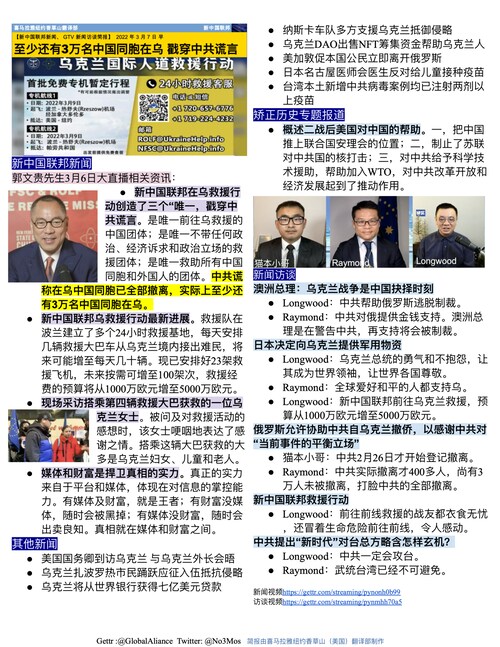 2022.3.7 早☀️《新中国联邦新闻、G|TV新闻访谈简报》 🎉🎉🎉
🔹简体版 🔹正體版  
新中国联邦 首档新闻节目 365天无间断 纽约时间每天 8:30/20:30 GTV：喜马拉雅农场联盟