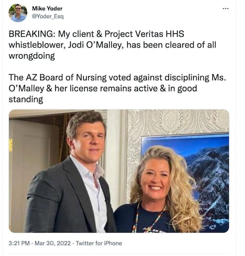 BREAKING: HHS Whistleblower Jodi O'Malley CLEARED of all wrong doing by Arizona Board of Nursing