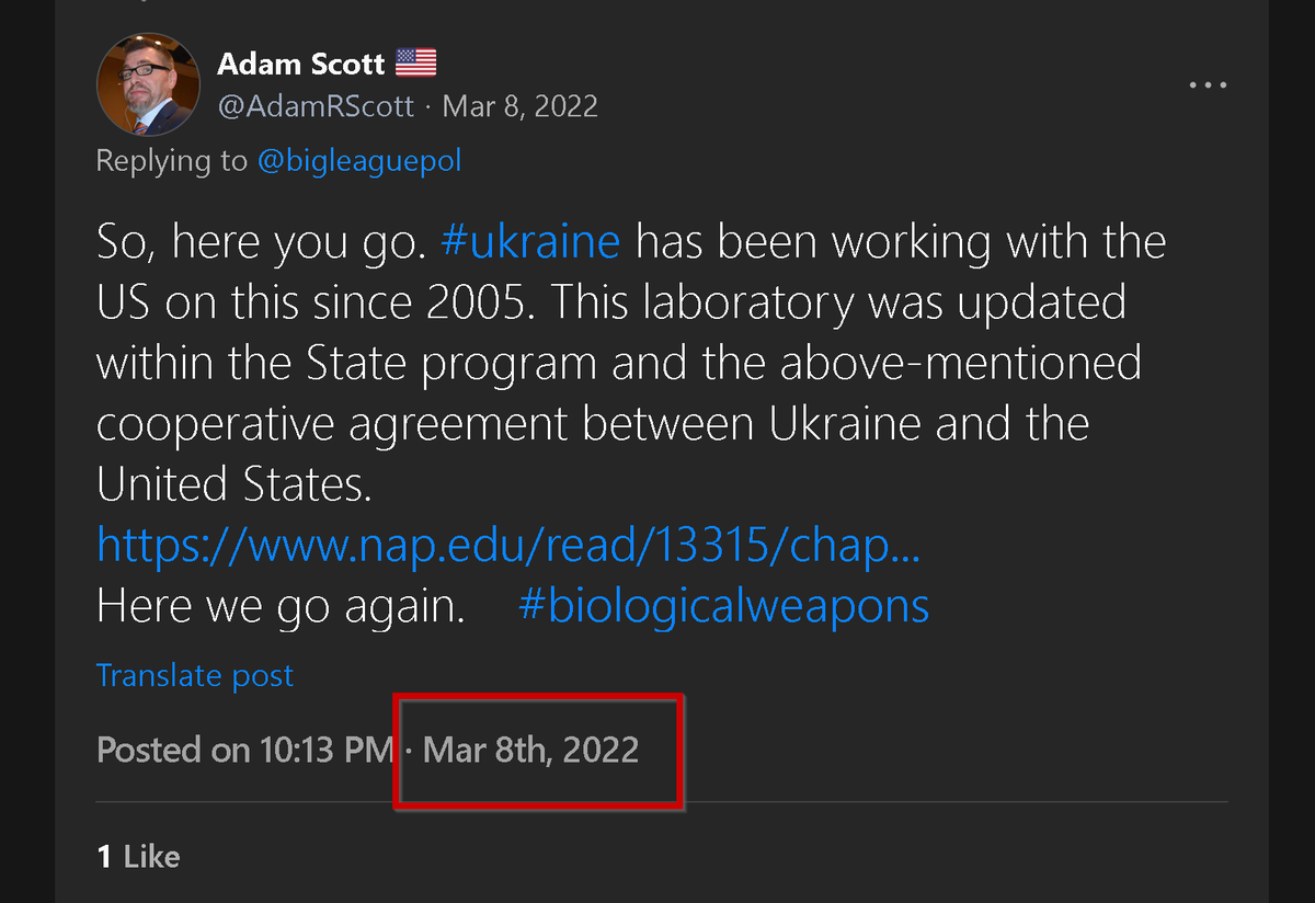 I posted about the US #biolabs in Ukraine almost a year ago. Two days later, @GETTRofficial banned m...