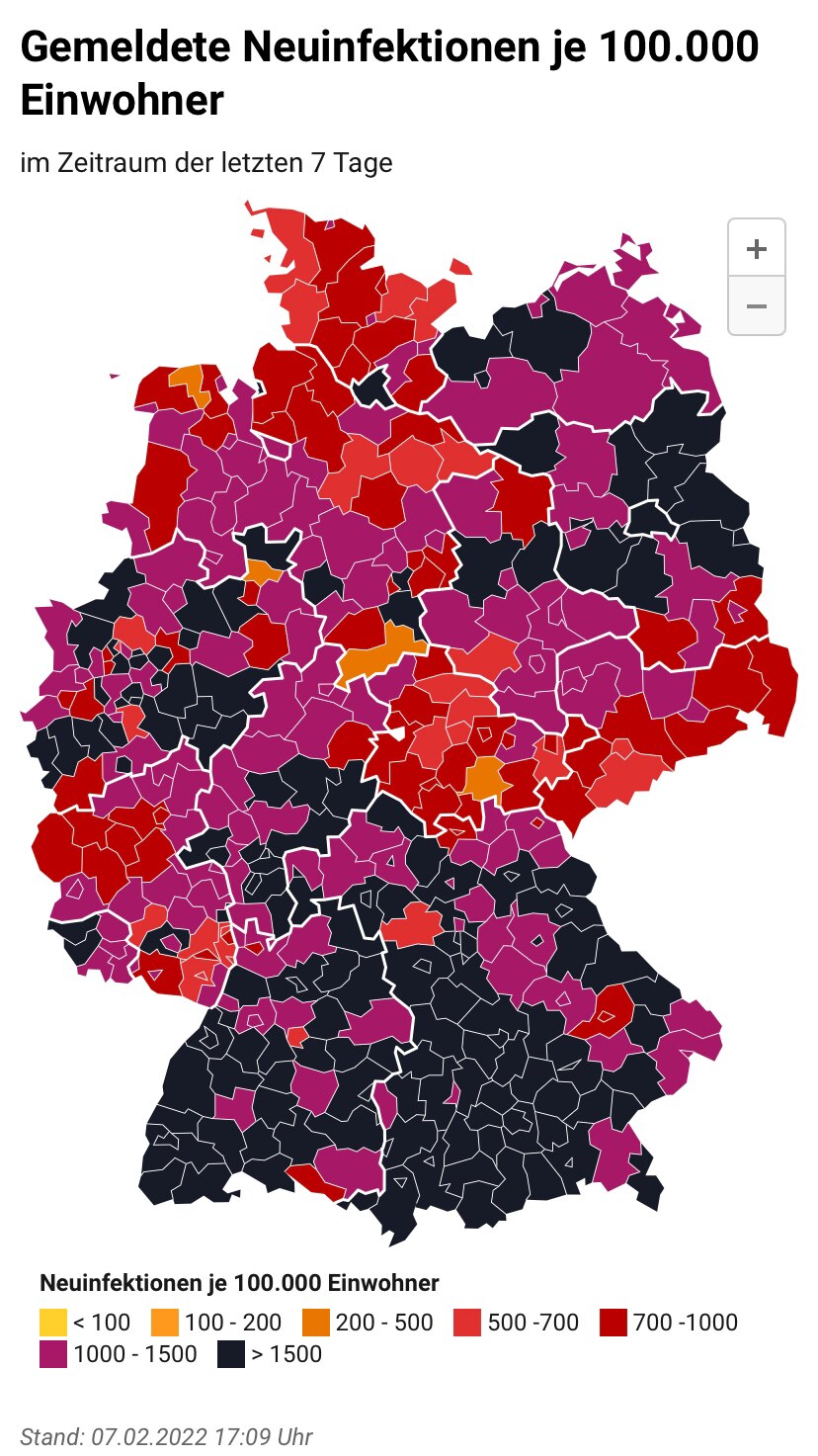 由于高度传染性的Omicron变体，感染人数正在迅速上升。德国的感染局势很紧张。这些数字显示了各个地区的情况。
一年多来，德国政治家们根据新的中共病毒感染决定了系列新的措施。几个月来，除了发病率外，疫...
