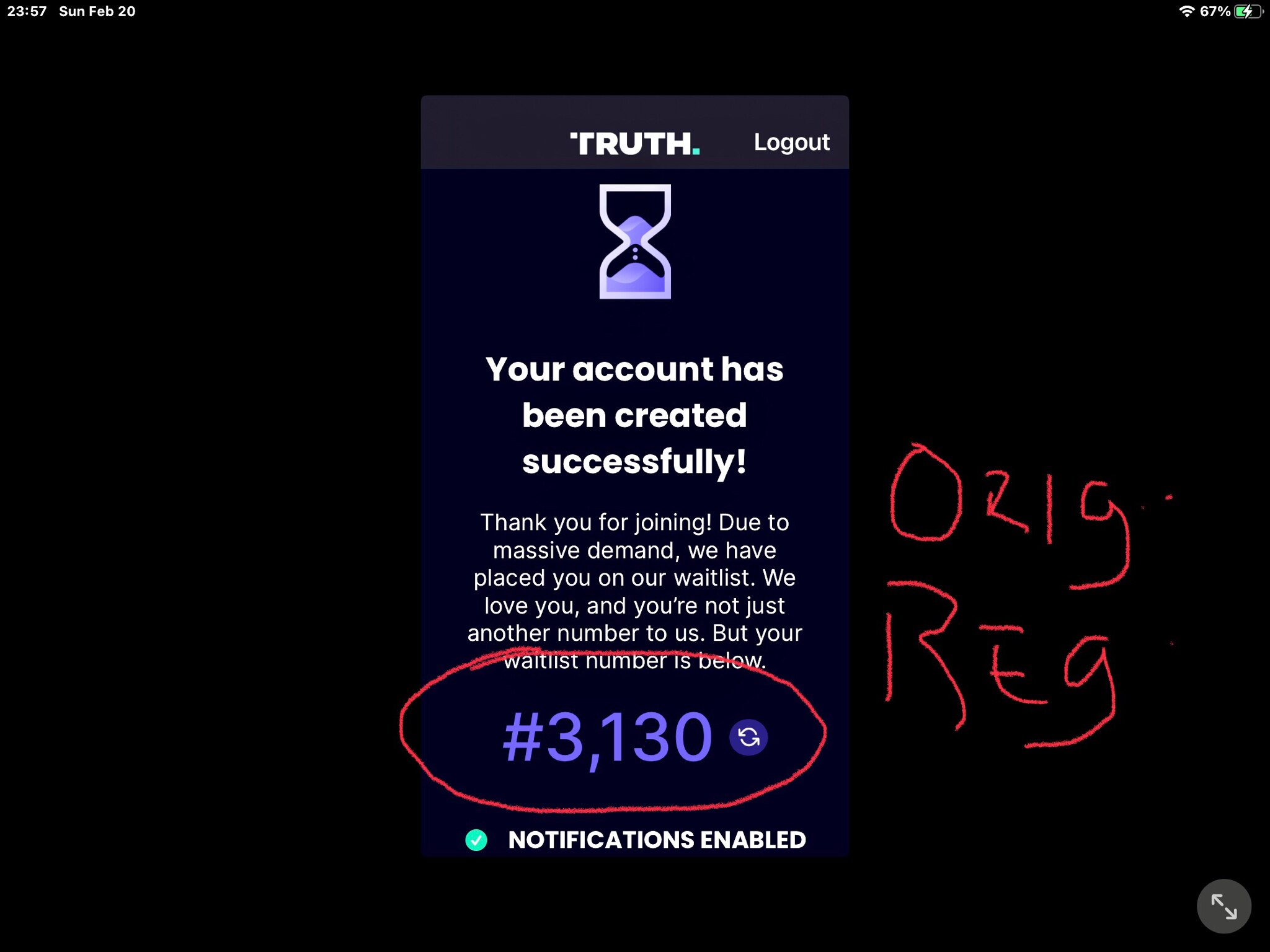 Ok…a little wait with early registration.