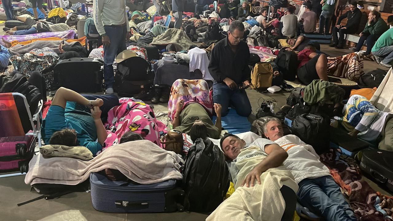 Pictures show conditions in which protesters are being kept in a gymnasium in Brasilia since January...