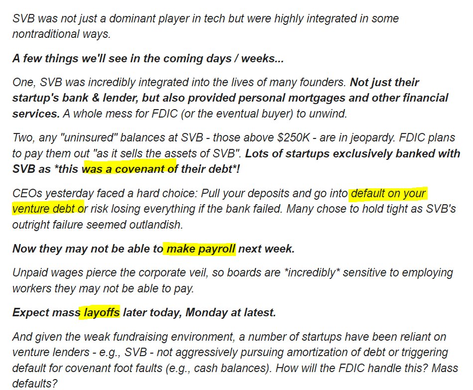 This was passed to me and I don’t know source but it reads like a sell side trading desk analysis on #SVB. 

Possible daisy chain events.