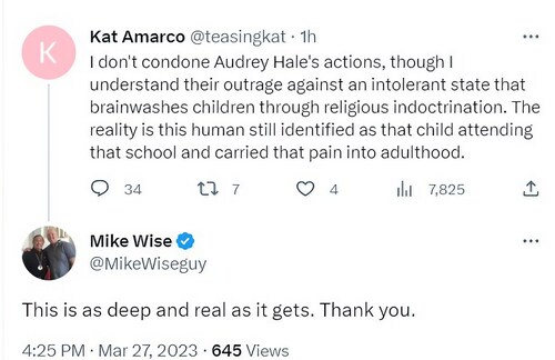 A Washington Post contributor just thanked someone who posted that the Christian school in Nashville...