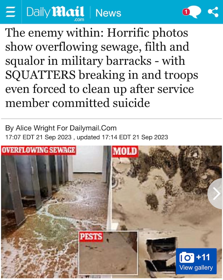 It is finally coming to light what us veterans have been saying FOR YEARS-DoD has forced service members to live in extremely subpar living conditions!!
I