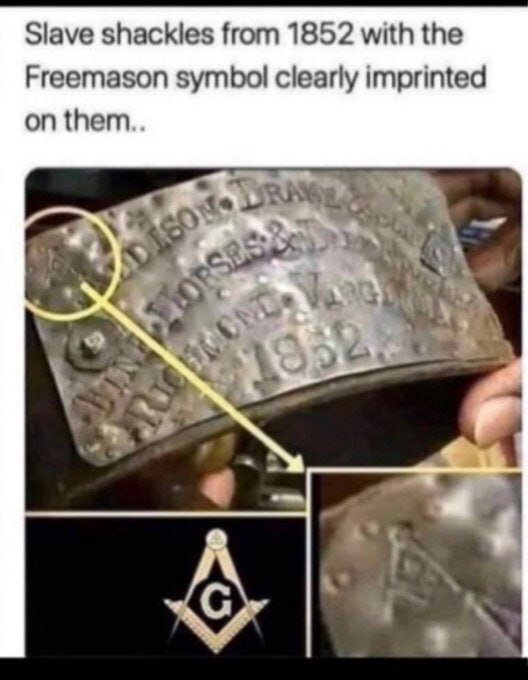 WHOA!!! Slave shackles from 1852 with the Freemason symbol on it. 

🍿🐸🇺🇸 SHARE! JOIN: https://t.me/QNewsOfficialTV