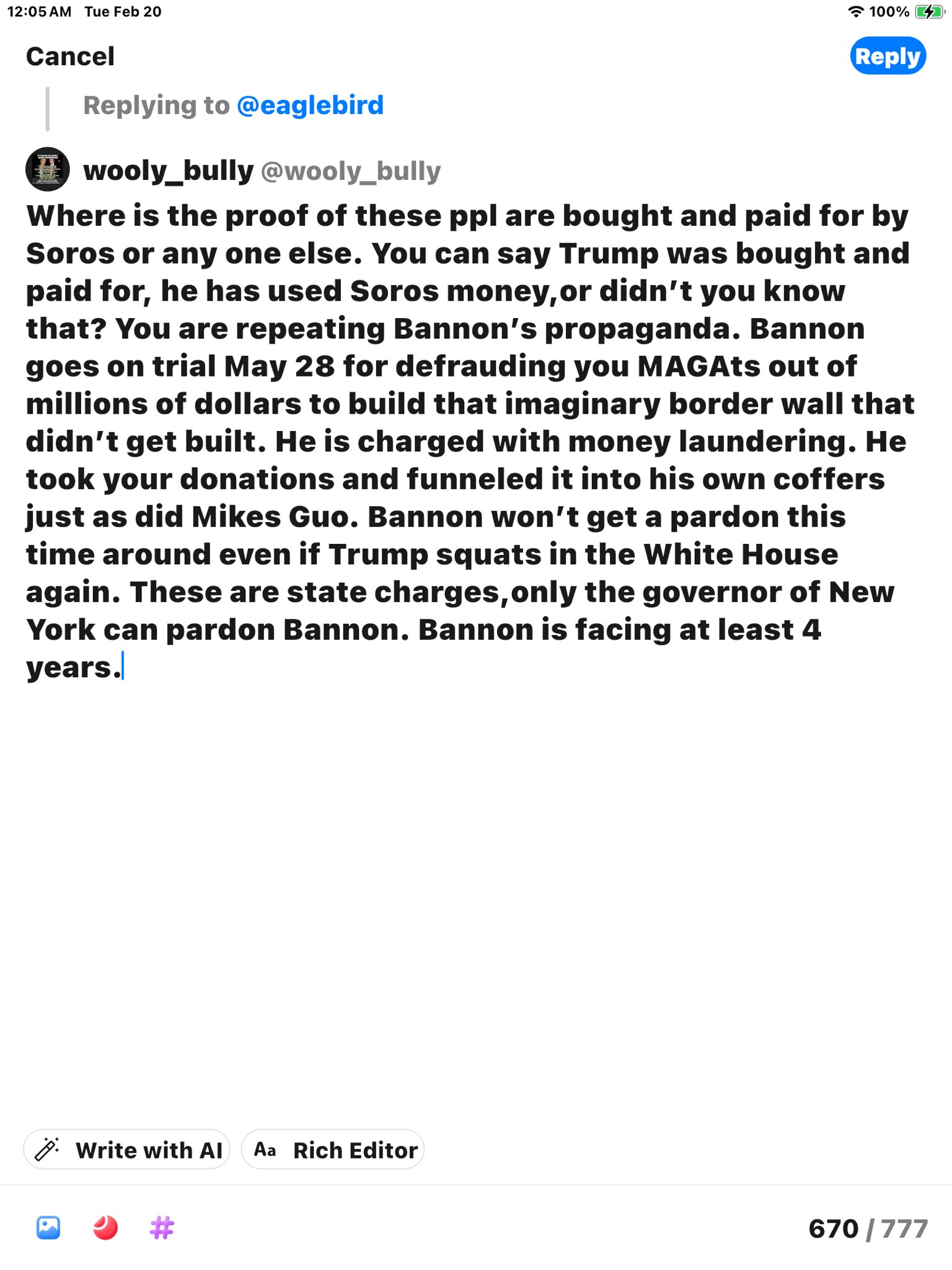 Eagle legal blocked me so….. 

