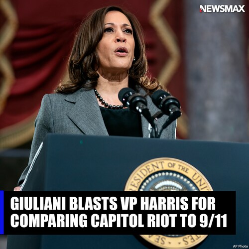 Former NYC Mayor Rudy Giuliani on Friday ripped into Vice President Kamala Harris for comparing the riot at the Capitol to the 9/11 attacks.Giuliani made his remarks during an interview with Newsmax on Friday.