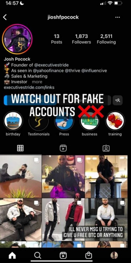 Watch our for FAKE accounts - I won't ever msg you asking for BTC or anything ❌❗❗