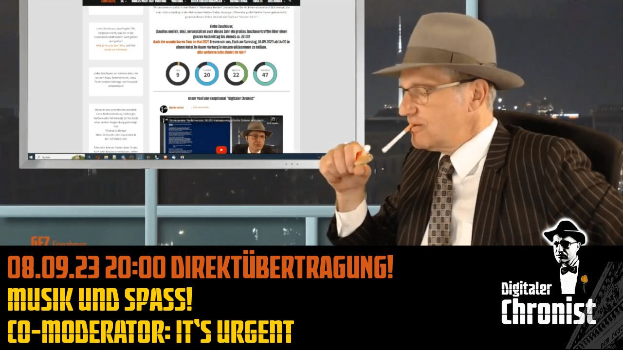 Aufzeichnung vom 08.09.23 Direktübertragung! Musik und Spass! Co-Moderator: it‘s urgent