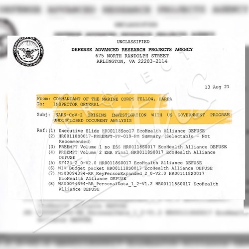 PART 1: These military documents state that EcoHealth Alliance approached DARPA in March 2018 seeking funding to conduct gain of function research of bat borne coronaviruses. The proposal, named Project Defuse, was rejected by DARPA over safety concerns and the notion that it violates the gain of function research moratorium.