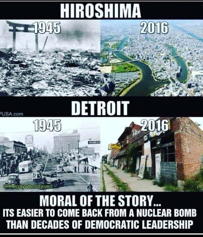 A city that got NUKED has come back better than a democRAT city..