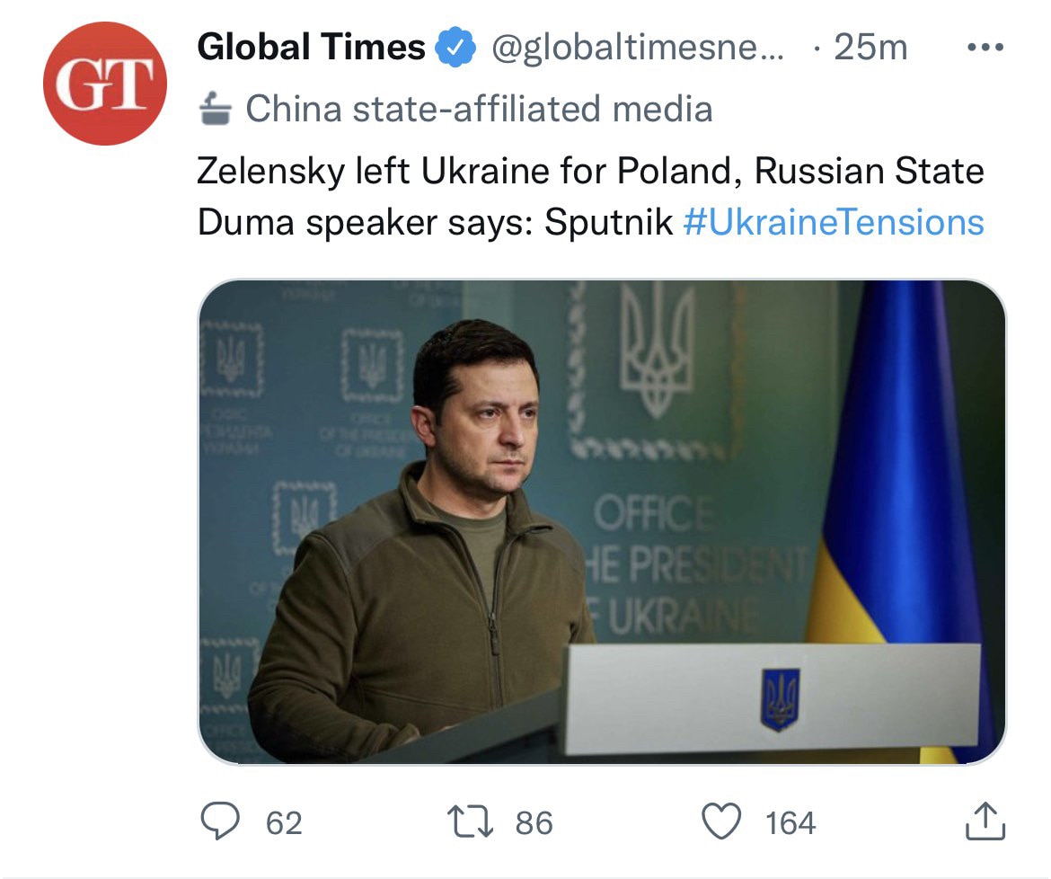 Of course I’m not exactly a fan of the Global Times, HOWEVER, if this is true....

Then the leader o...