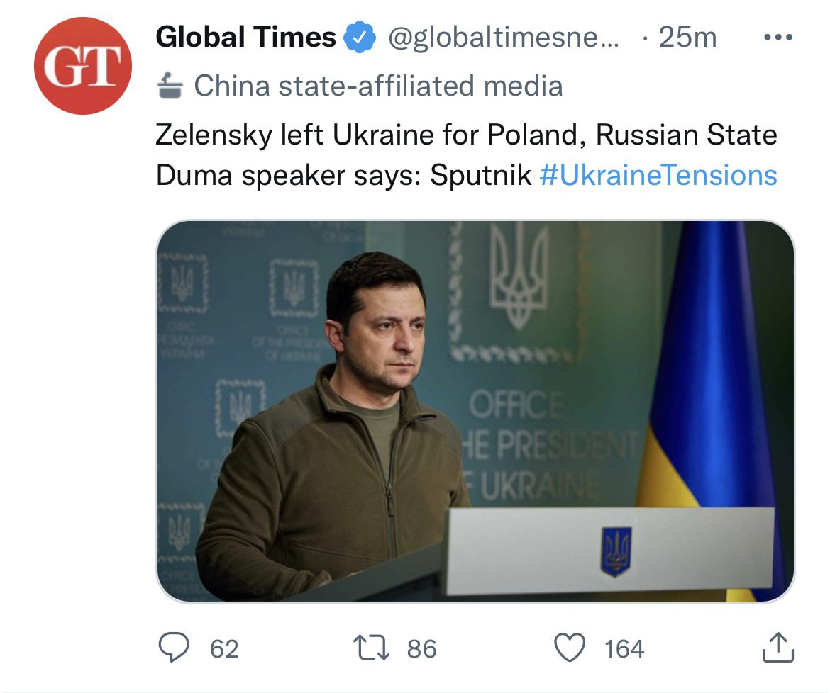 Of course I’m not exactly a fan of the Global Times, HOWEVER, if this is true....

Then the leader o...