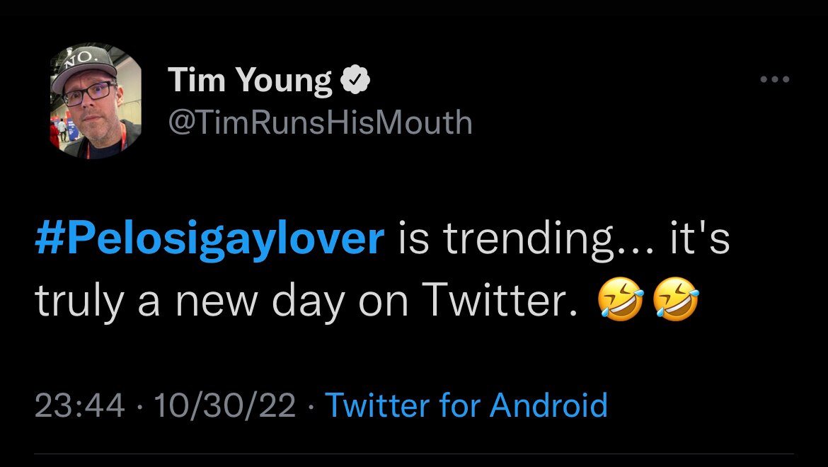 #Pelosigaylover is trending... it's truly a new day on Twitter. 🤣🤣🤣