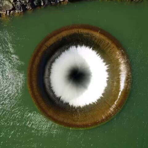 When I first flew my drone over this “Glory hole”, I was worried not to get too low, or it would be ...