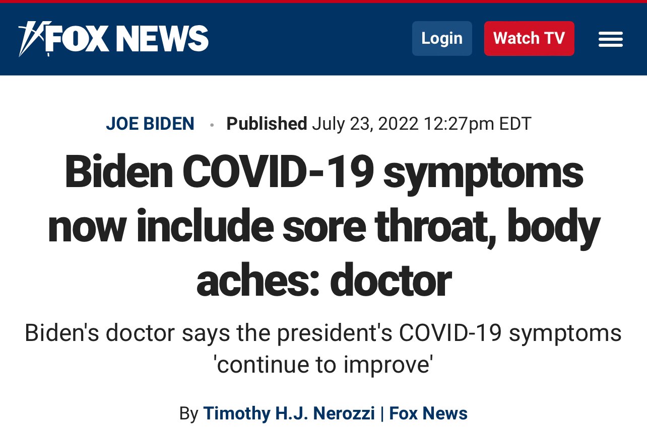 Biden’s COVID-19 symptoms now include sore throat, body aches according to WH doctor

“President Bid...