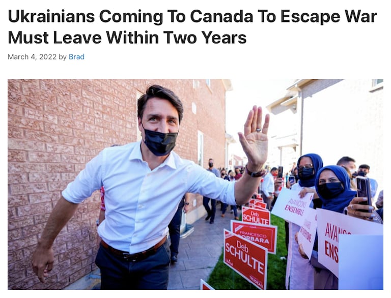 Canada's leader Justin Trudeau says Ukrainian refugees have to go back after two years because they are the wrong color!