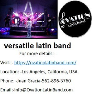 Hire ovation versatile latin band in Los Angeles.
Ovation Latin Band is the best versatile latin band open in California for various Latin, Salsa and Cuban
