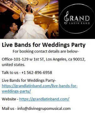 Popular Live Bands for Weddings Party in Los Angeles.

Grand Latin band is the best Latin Band who o...
