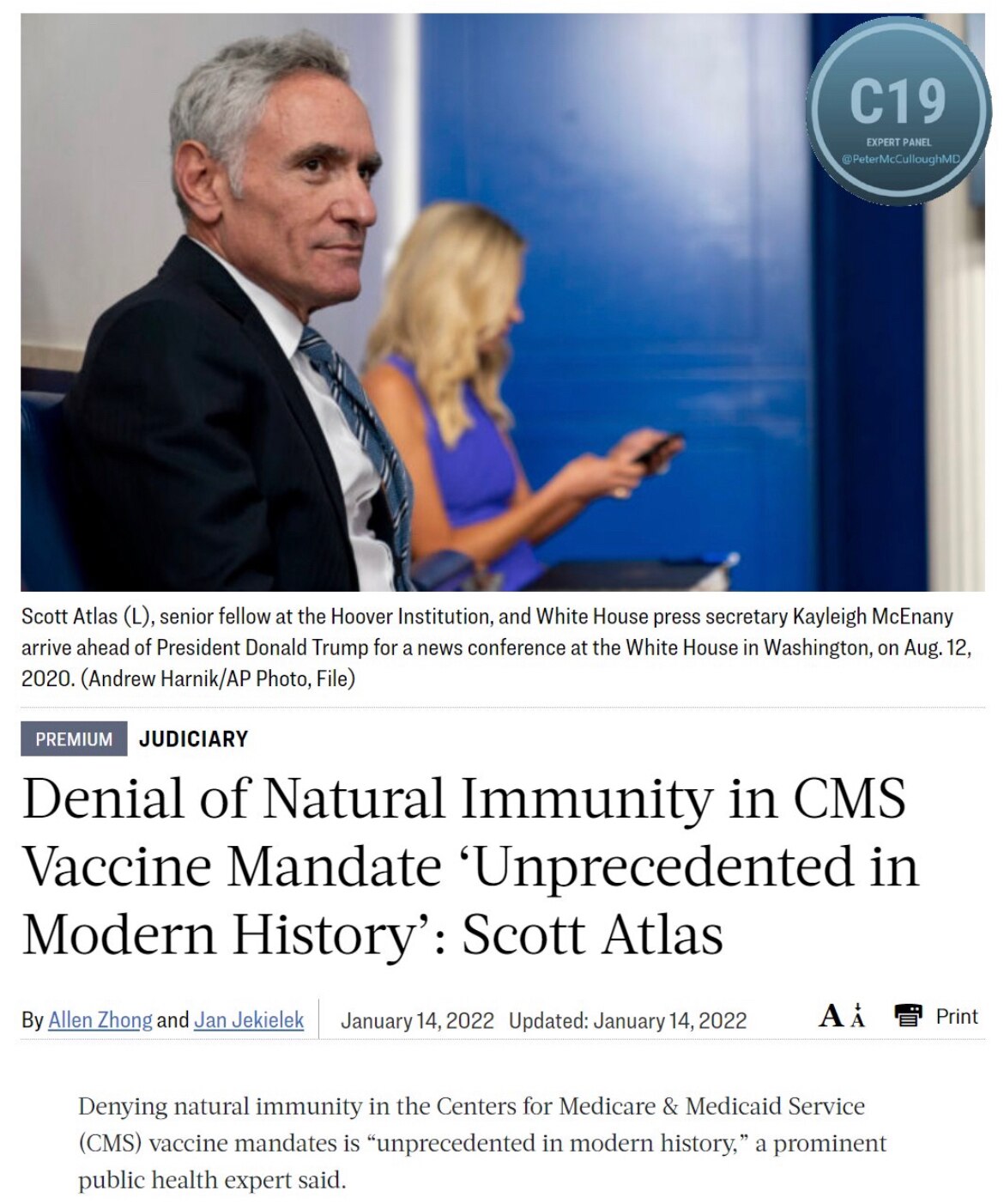 Shame on SCOTUS for basing their vaccine mandates for healthcare workers without considering natural...