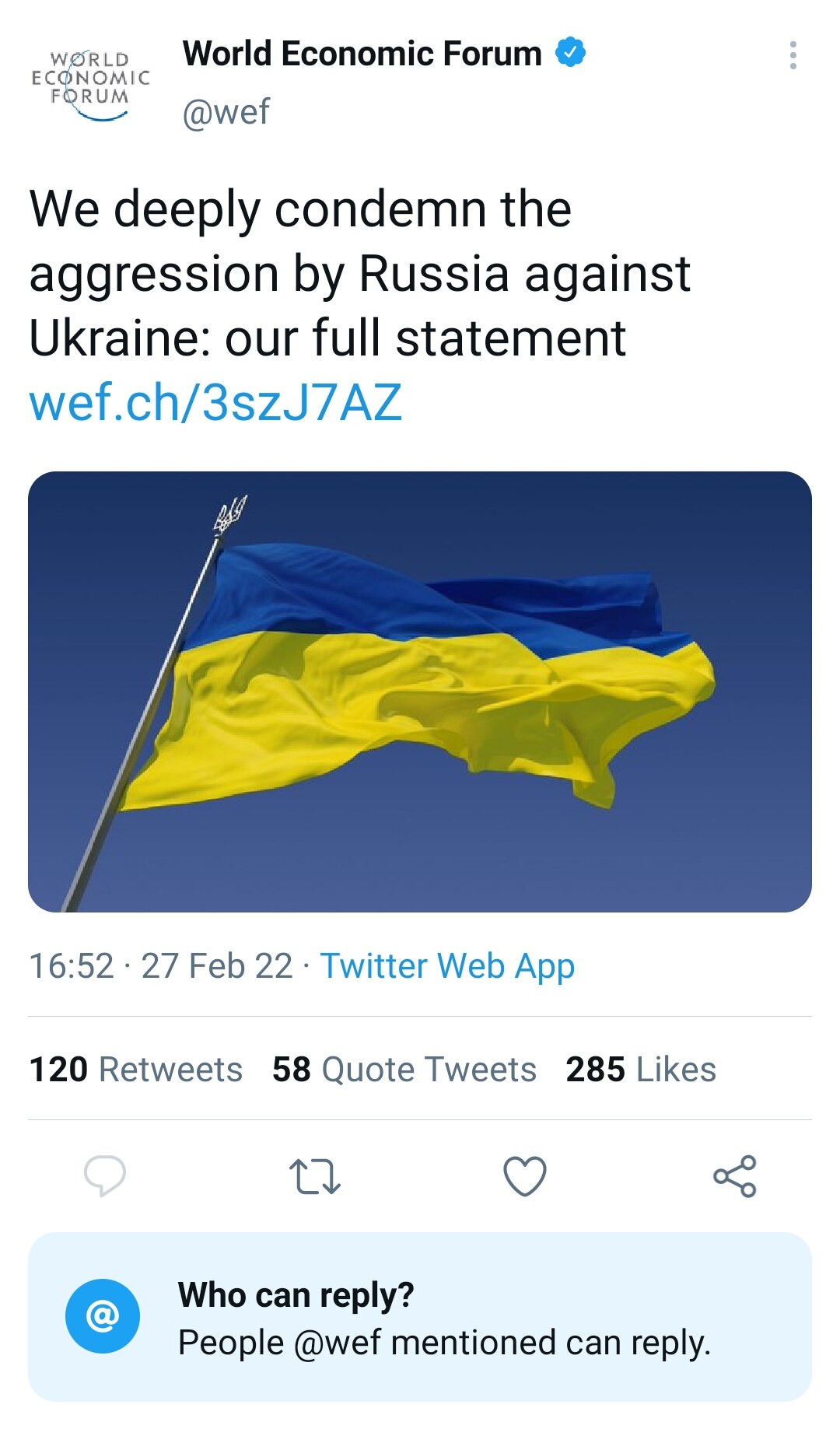 WEF getting involved, and comments switched off 👀