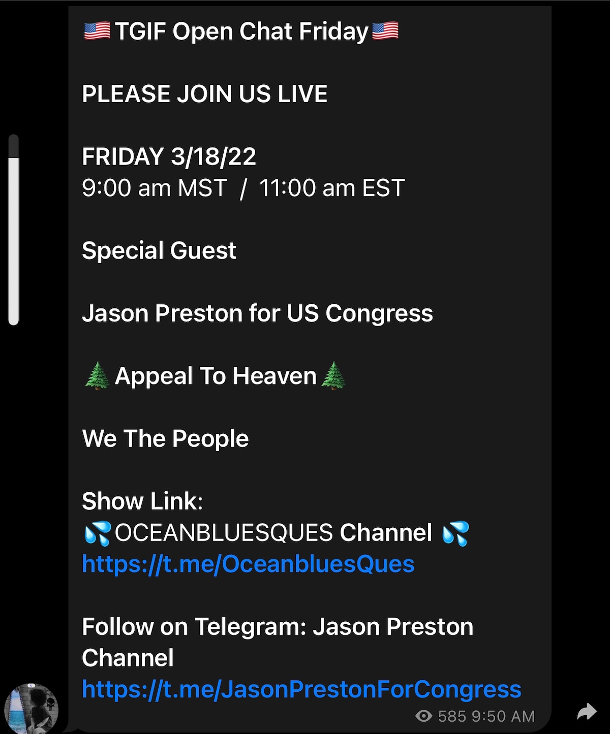 https://t.me/OceanbluesQues PLEASE JOIN…. JASON PRESTON UTAH STATE CONGRESSMAN LIVE NOW …. 💥💥💥💥�...
