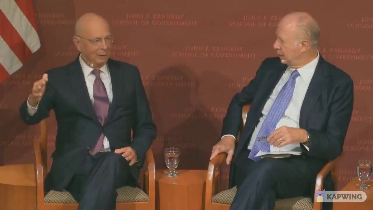Head Of the World Economic Forum Klaus Schwab at Harvard’s John F. Kennedy School of Government In 2...
