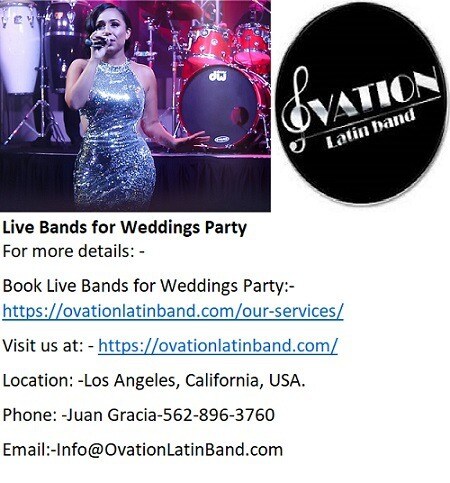 Live Bands for Weddings Party by ovation Latin band at best price.

For more details: -
Book Live Ba...